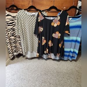 LULAROE Lot of 4 Womens Plus Size 2XL SS Summer Tops